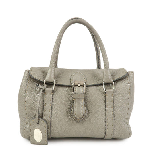 FENDI Seleria Mini Linda Leather Hand Shoulder Bag Greige 8BR486