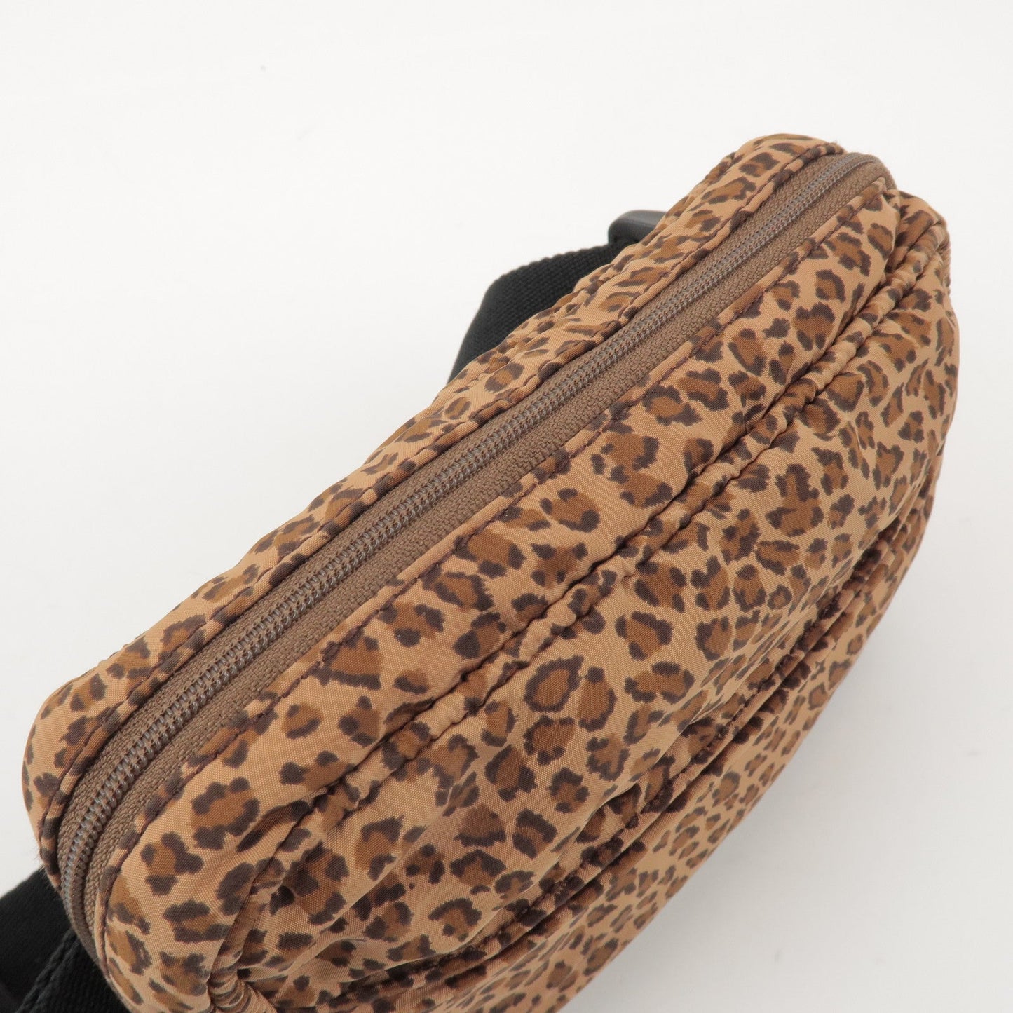 BOTTEGA VENETA Nylon Animal Print Waist Bag Brown Black 216371