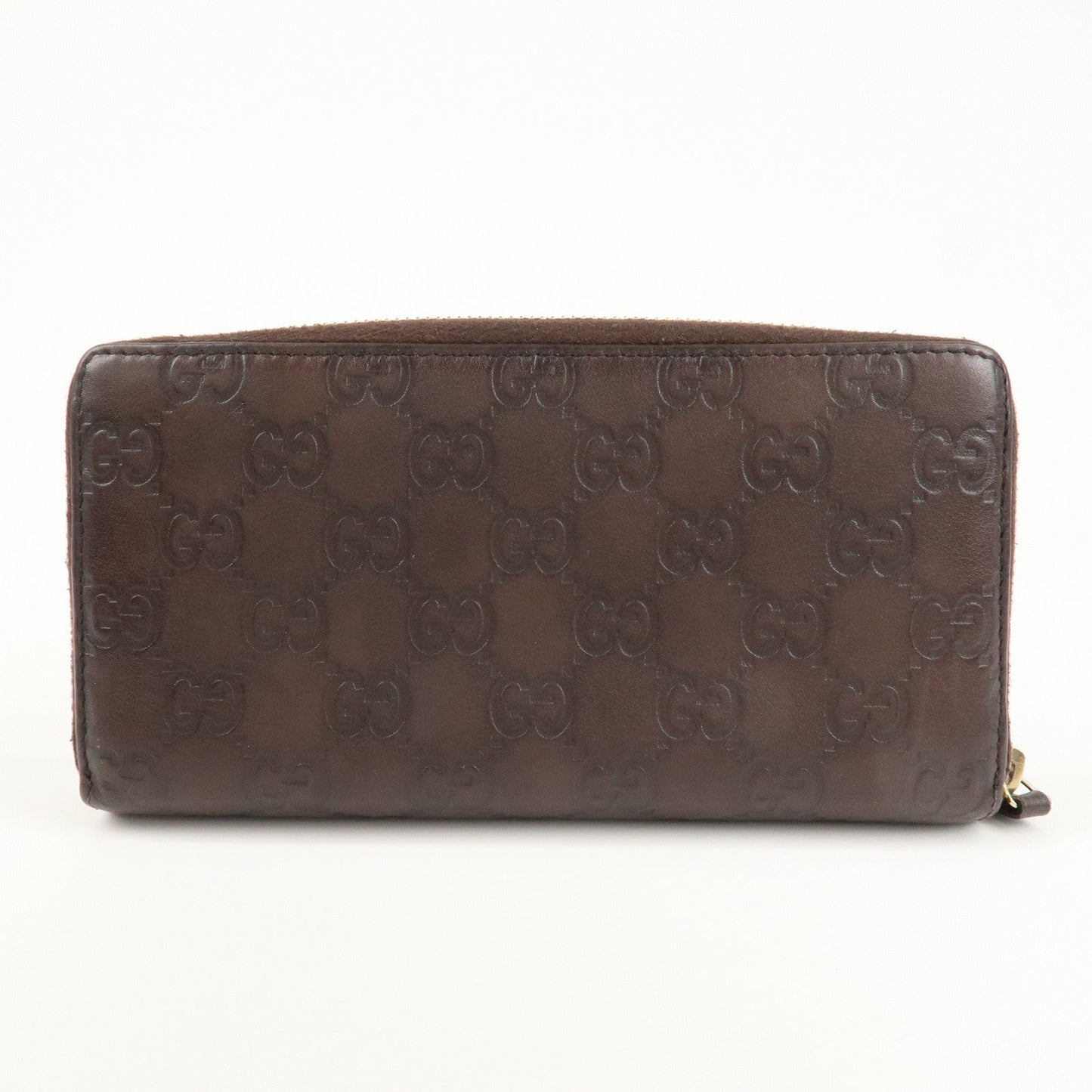 GUCCI Guccissima Leather Round Zippy Long Wallet Dark Brown 112724