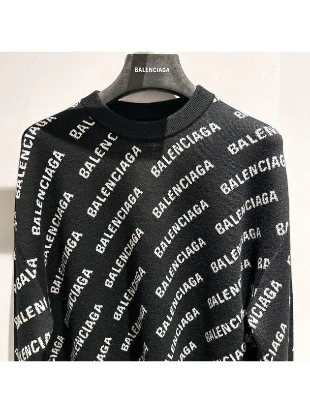 Luxury Balenciaga Trending 2026 All-Over Mini Logo Wool Knit Top Black