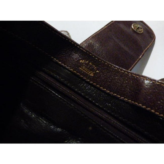 Gucci Vintage Pursesdesigner Purses Brown Leather And Large G Logo Print Coated Canvas With Redgreen