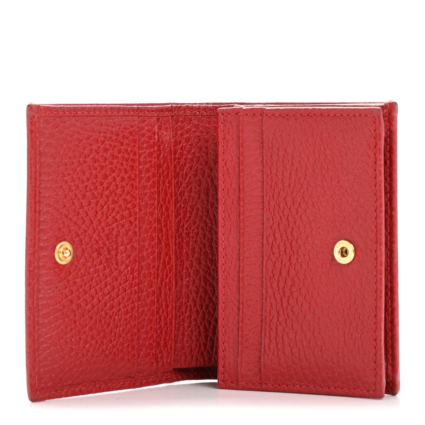 Gucci Pebbled Calfskin GG Marmont Card Case Hibiscus Red