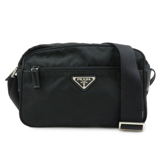 PRADA Triangle Logo Nylon Shoulder Bag Crossbody Bag Black BT0166