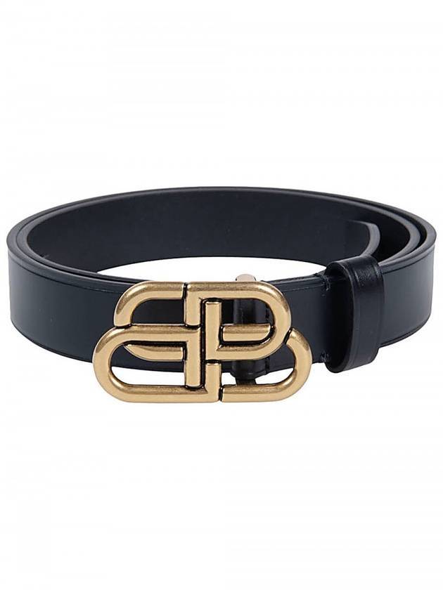 Luxury Balenciaga Trending 2026 BB Buckle Belt Black Gold