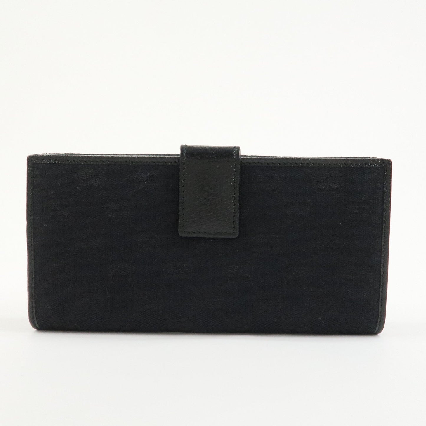 GUCCI GG Canvas Leather W Hook Bi-fold Long Wallet Black 112715