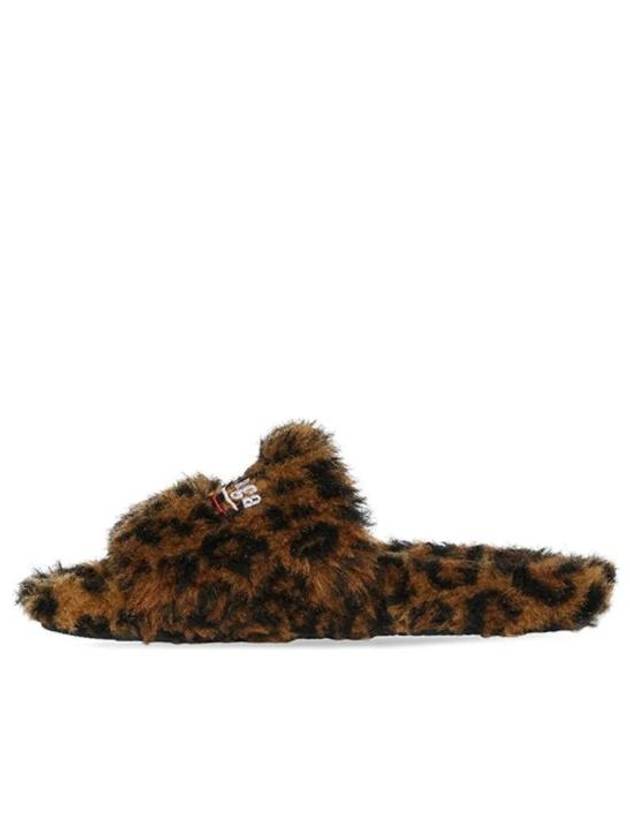 Luxury Balenciaga Trending 2026 Leopard Pattern Fake Fur Slide Slippers