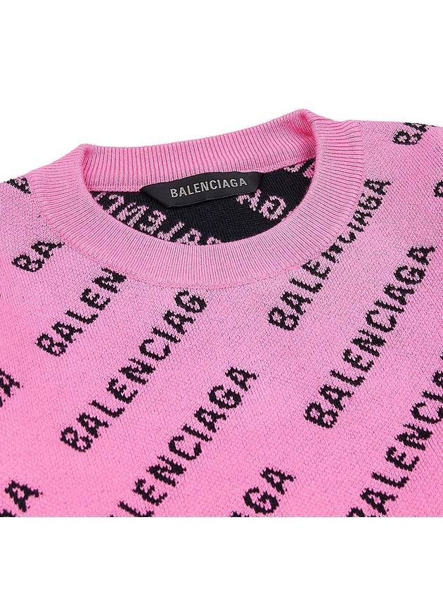 Luxury Balenciaga Trending 2026 Mini All-Over Logo Knit Top Pink