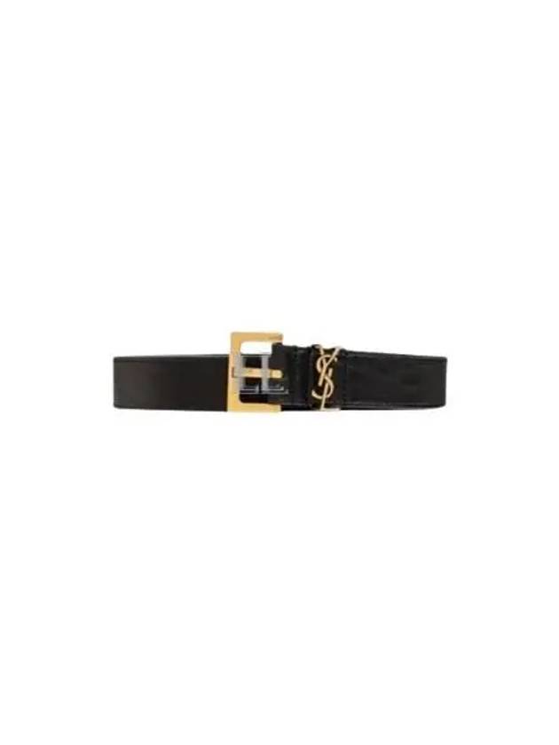 Luxury Saint Laurent Trending 2025 Cassandre Leather Belt Black