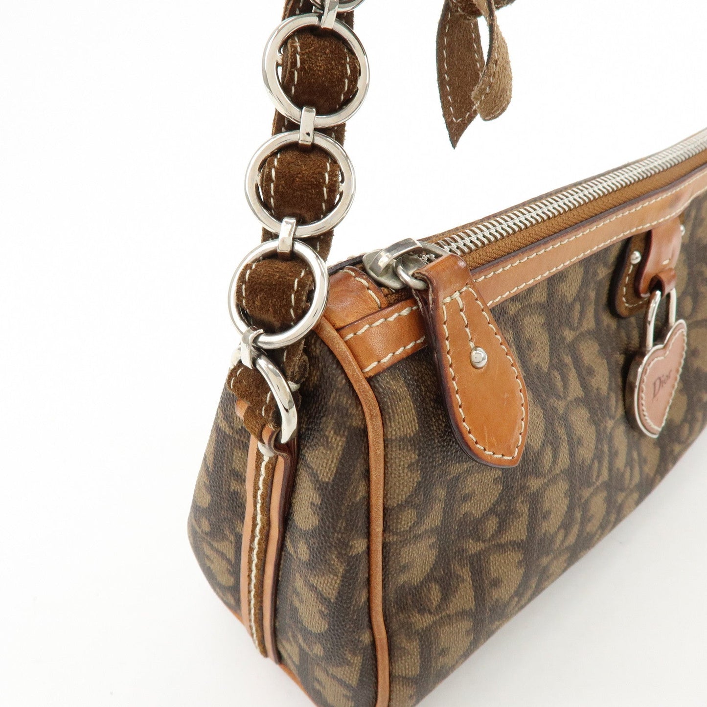 Christian Dior Romantic Trotter PVC Leather Shoulder Bag Brown