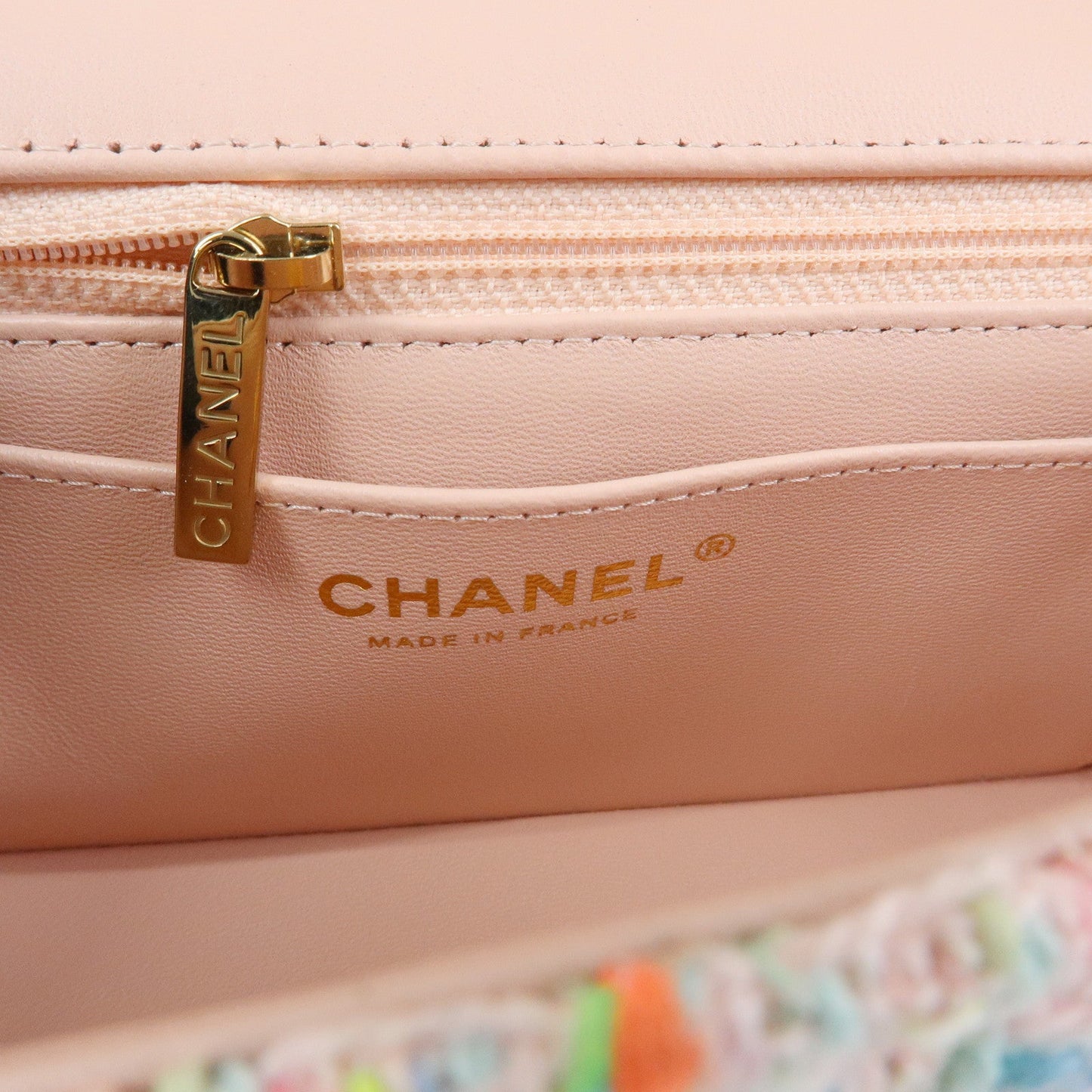 CHANEL Mini Matelasse 20 Tweed Lamb Skin Chain Shoulder Bag A69900