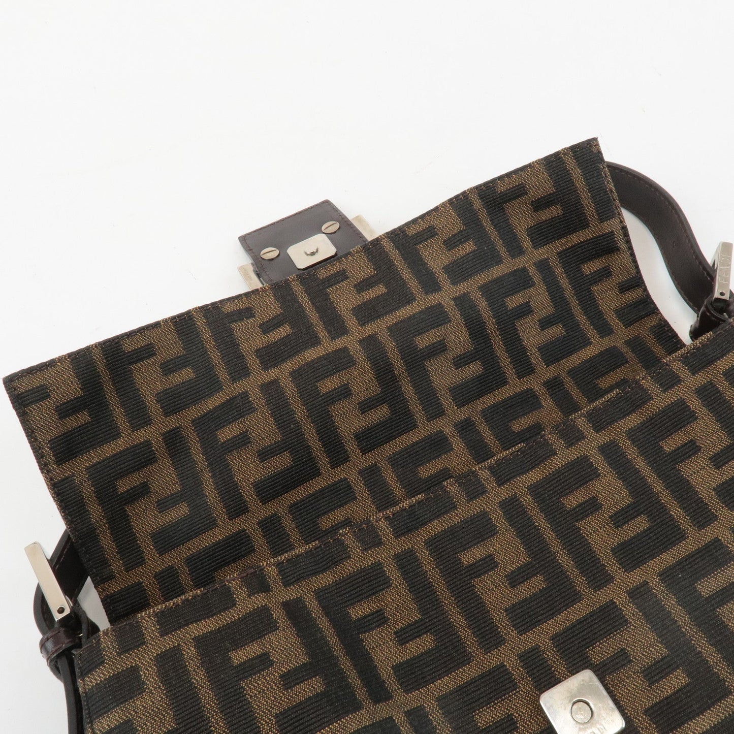 FENDI Zucca Mamma Baguette Canvas Shoulder Bag 26424 Brown Black