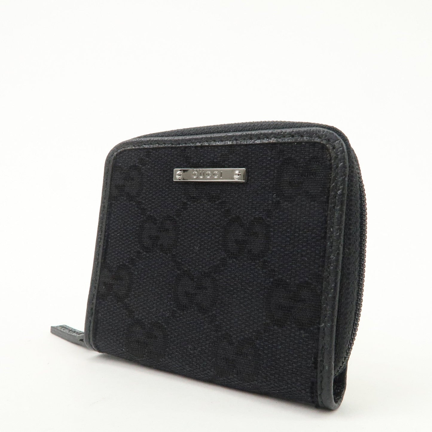 GUCCI GG Canvas Leather Coin Case Coin Purse Black 115255