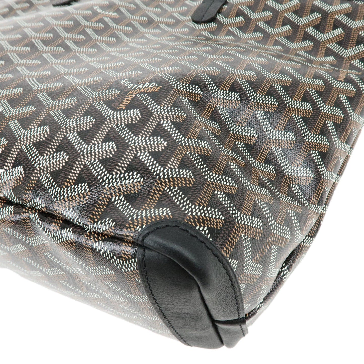 GOYARD Artois PM PVC Leather Tote Bag Hand Bag Black Brown
