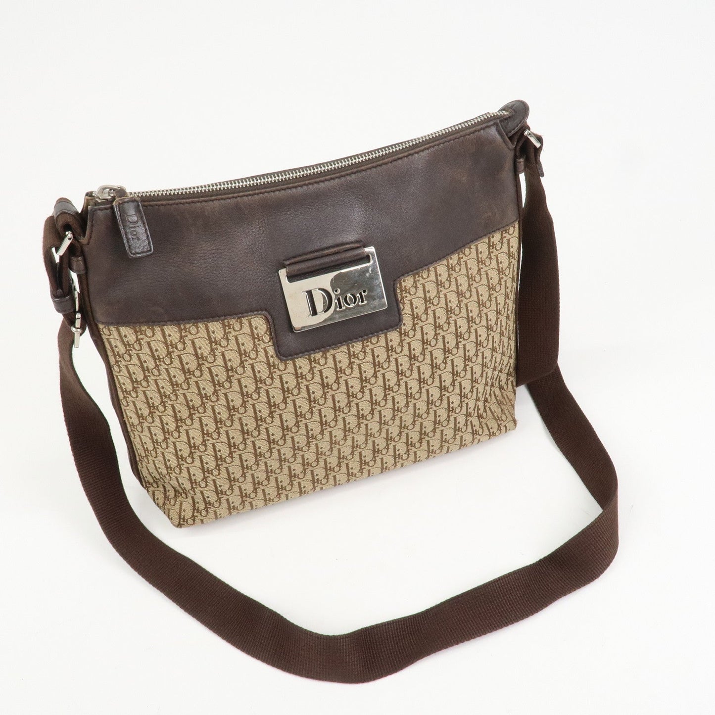 Christian Dior Street Chic Trotter Canvas Leather Shoulder Bag