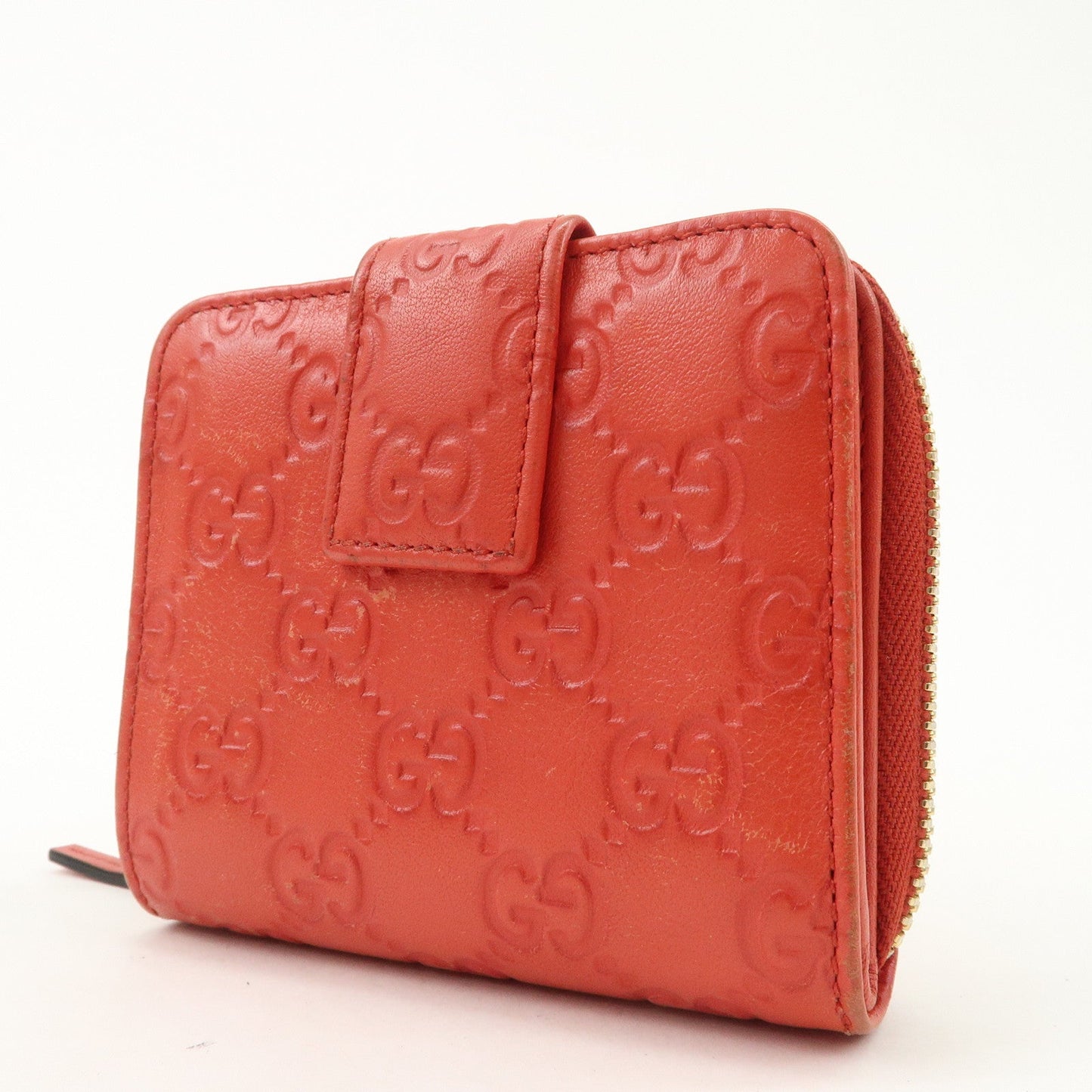 GUCCI Guccissima Leather Bi-fold Compact Wallet Red 346056