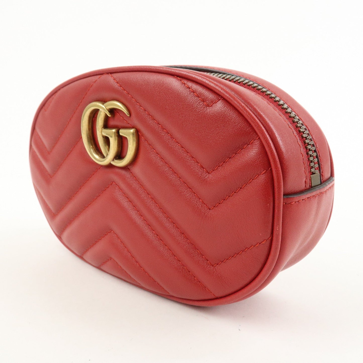 GUCCI GG Marmont Leather Waist Bag Crossbody Bag Red 476434