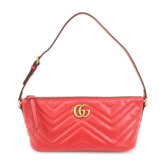GUCCI GG Marmont Logo Leather Shoulder Bag Hand Bag Red 739166