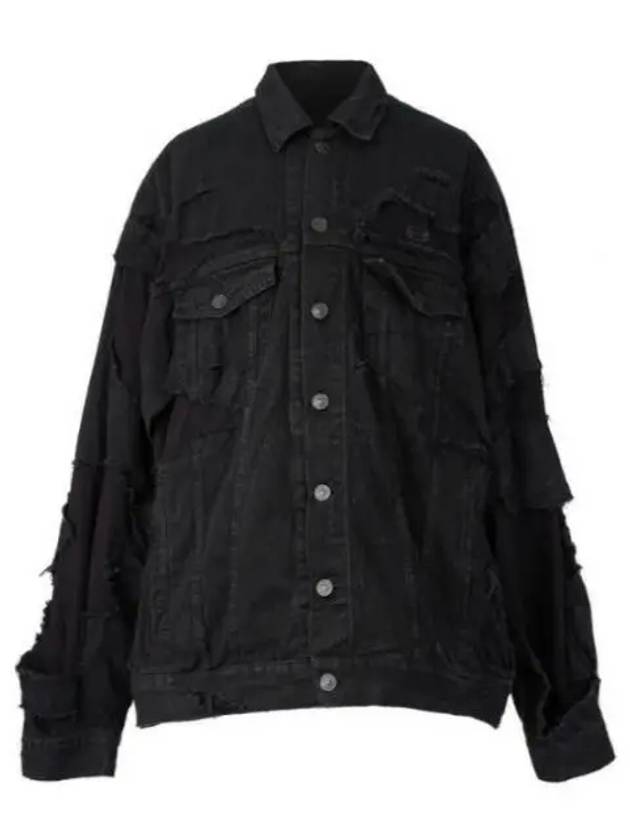 Luxury Balenciaga Trending 2026 Unity Sports Icon Patchwork Denim Jacket Black