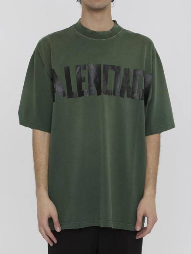 Luxury Balenciaga Trending 2026 Tape Type Short Sleeve T-Shirt Green