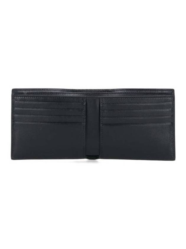 Luxury Balenciaga Trending 2026 Logo Print Leather Half Wallet Black