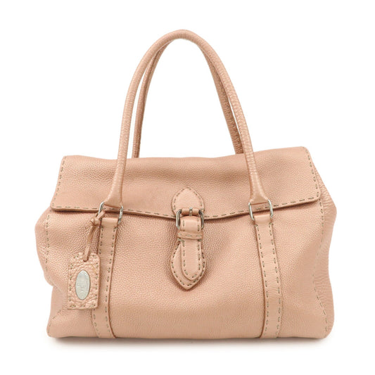 FENDI Selleria Leather Mini Linda Hand Bag Pink Silver Hardware 8BR458
