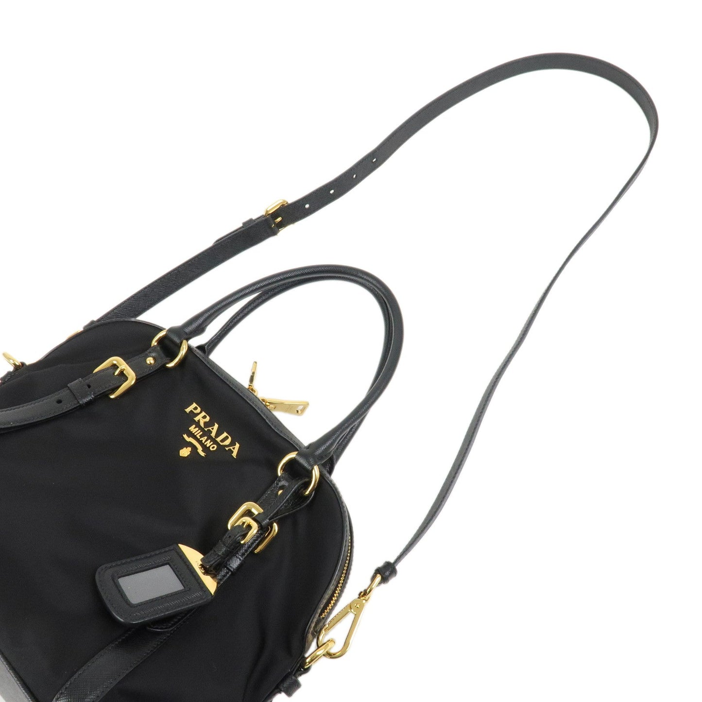 PRADA Tessuto Nylon Saffiano Leather 2Way Hand Shoulder Bag 1BB013