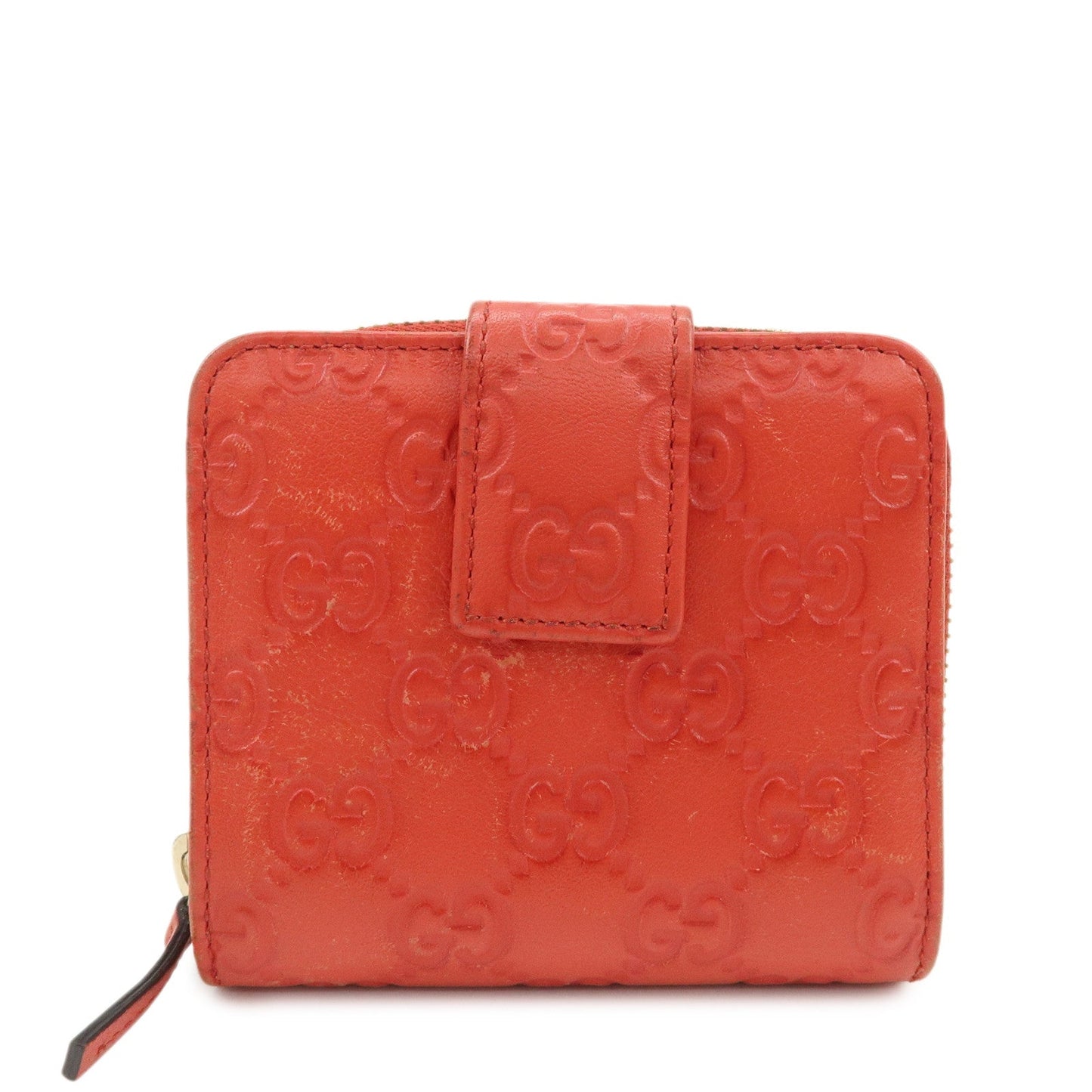 GUCCI Guccissima Leather Bi-fold Compact Wallet Red 346056