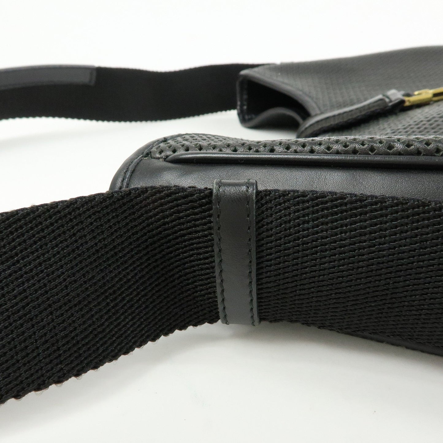 GUCCI Leather Canvas Shoulder Bag Hand Bag Black 02736