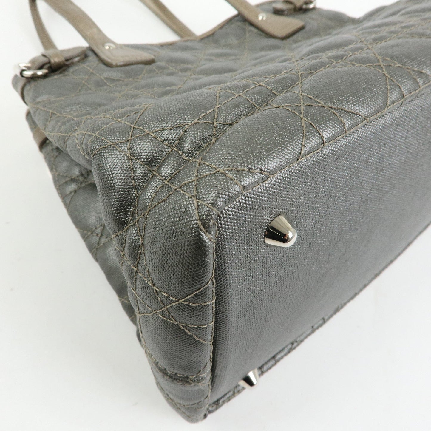 Christian Dior Panarea Cannage PVC Coated Canvas Tote Bag Gray