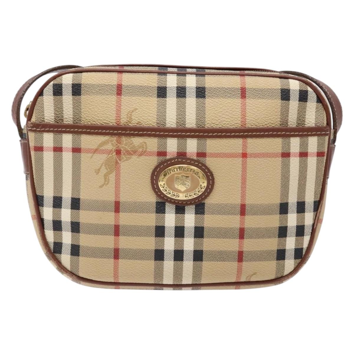 Burberry Nova Check Beige Canvas, Leather Shoulder Bag ( )
