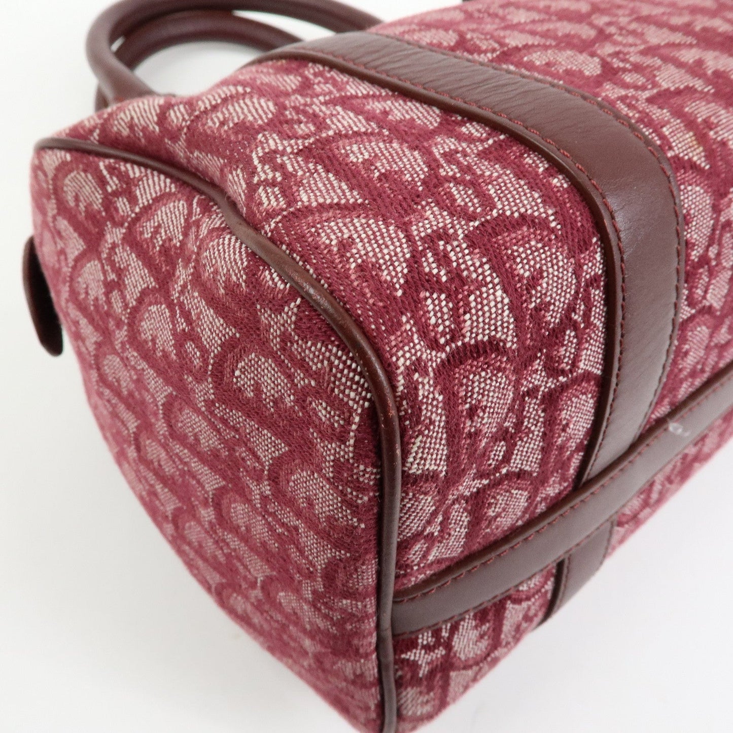 Christian Dior Trotter Jacquard Canvas Leather Boston Bag Hand Bag
