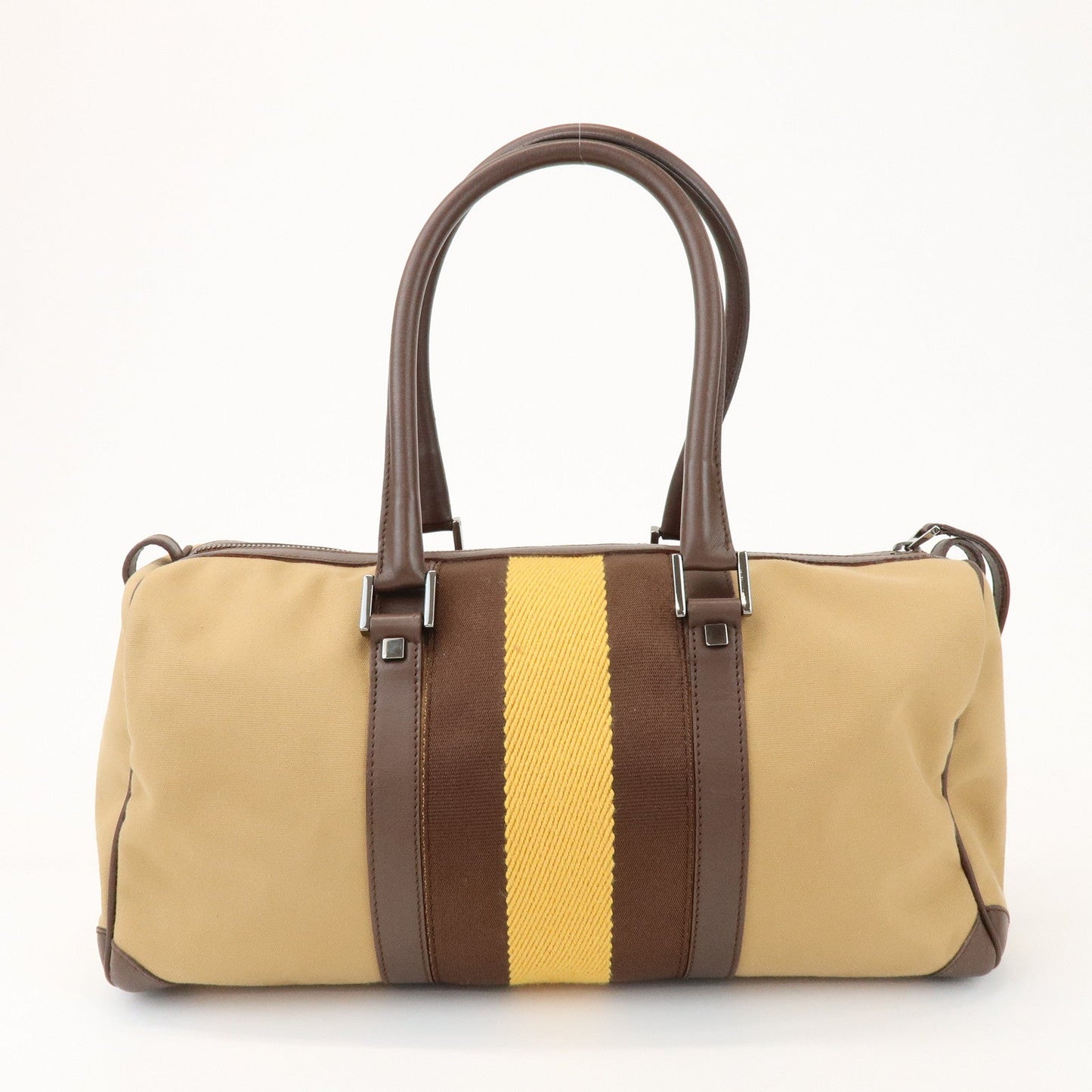 GUCCI Sherry Canvas Leather Boston Hand Bag Brown 000.0846.200047