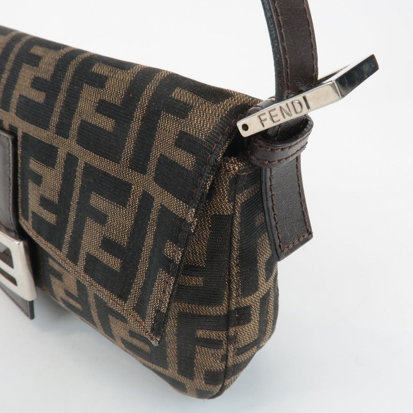 FENDI Zucca Mamma Baguette Canvas Shoulder Bag 26424 Brown Black