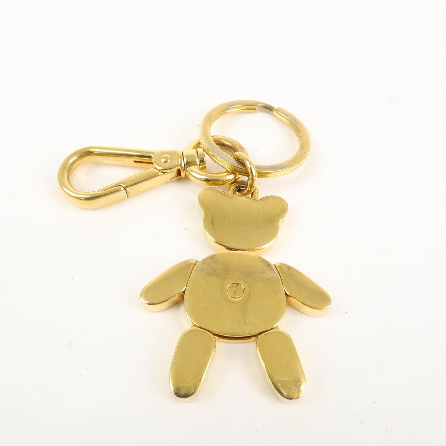 PRADA Bear Motif Bag Charm Key Chain Burgundy Gold