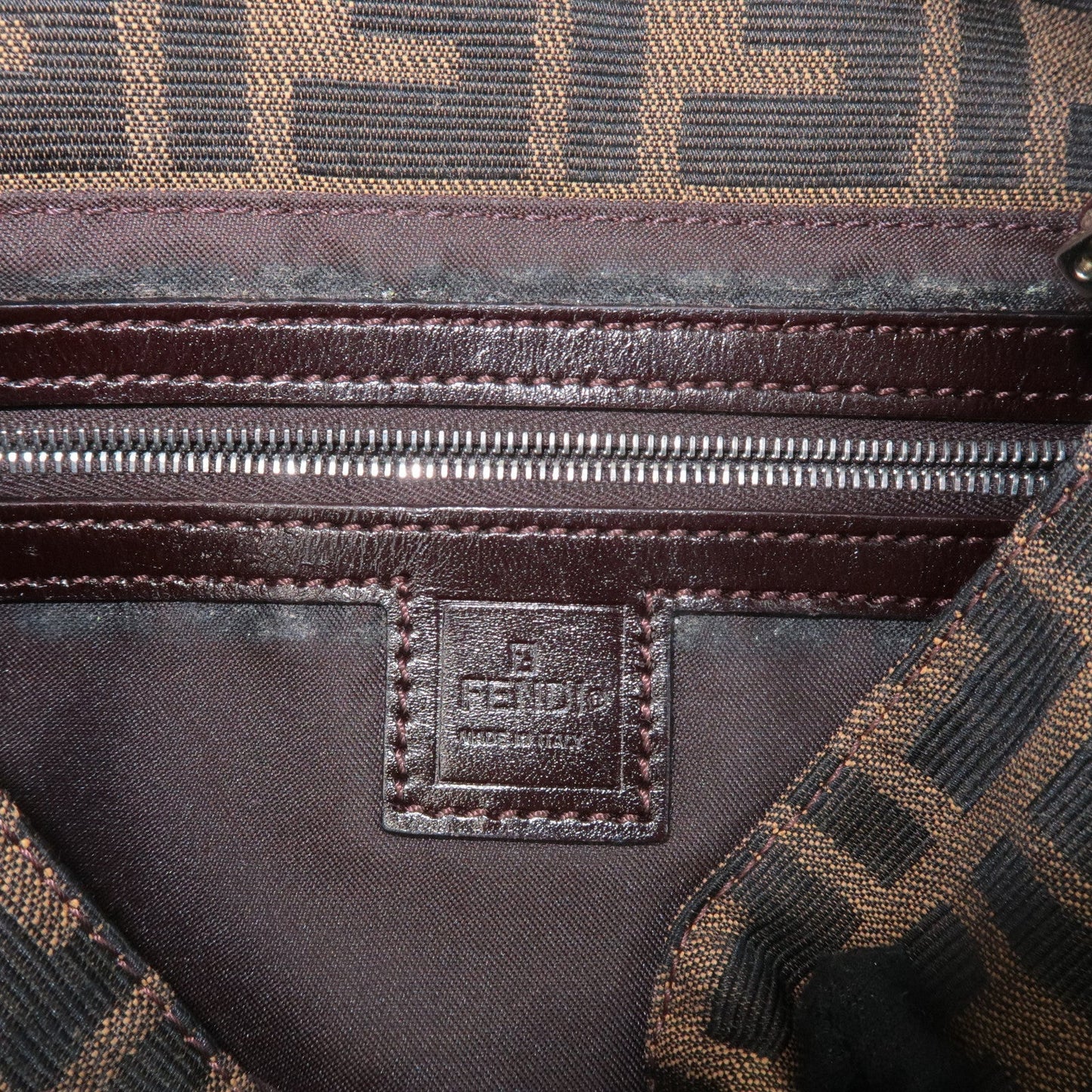 FENDI Zucca Mamma Baguette Canvas Shoulder Bag 26424 Brown Black