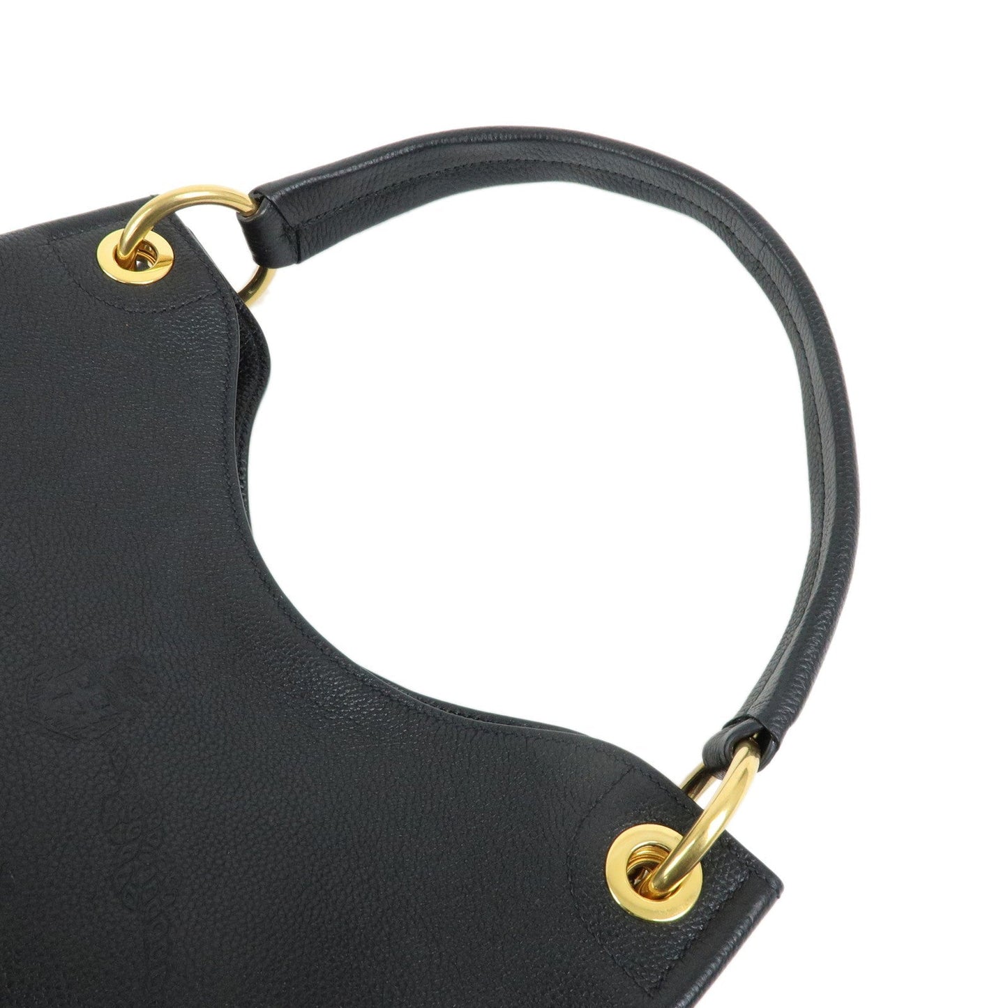 PRADA Logo Leather Shoulder Bag Hand Bag Black 1BC051