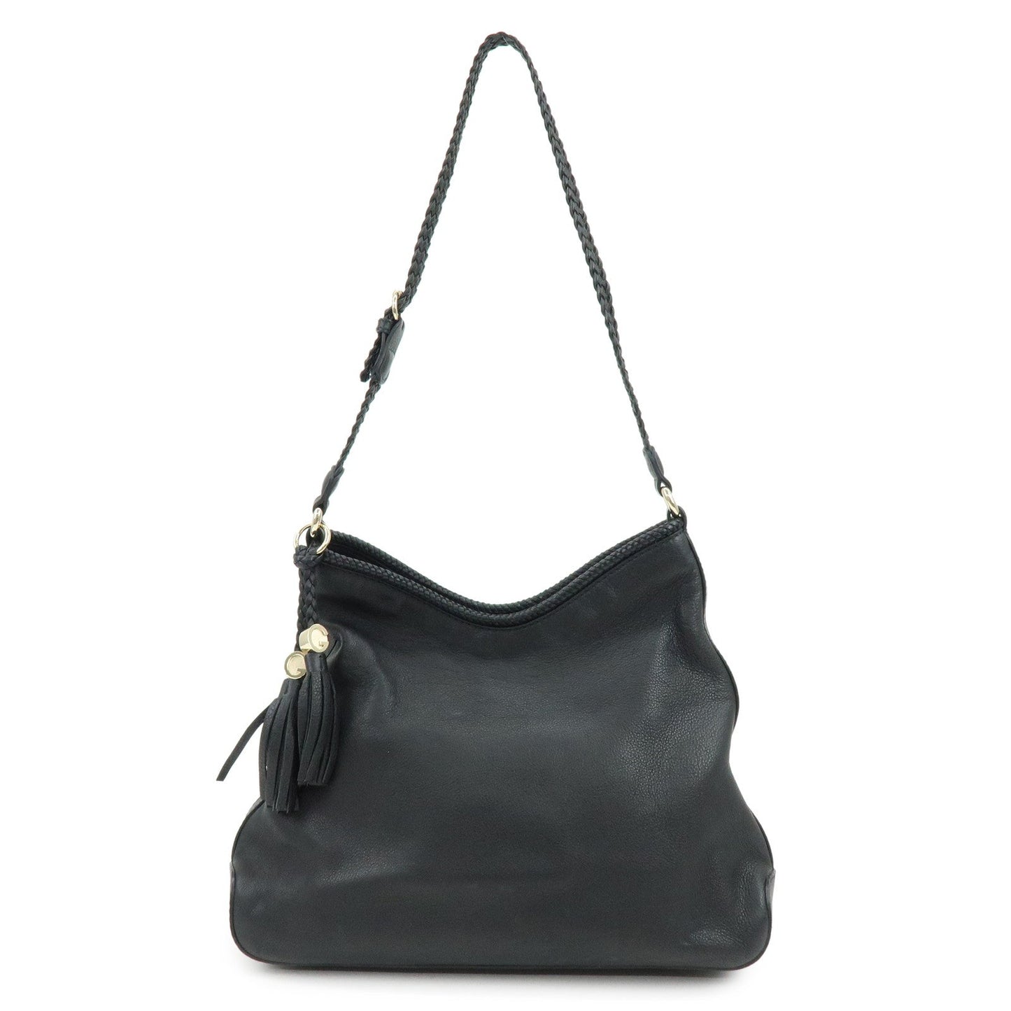 GUCCI Marrakech Leather Shoulder Bag Black 257026