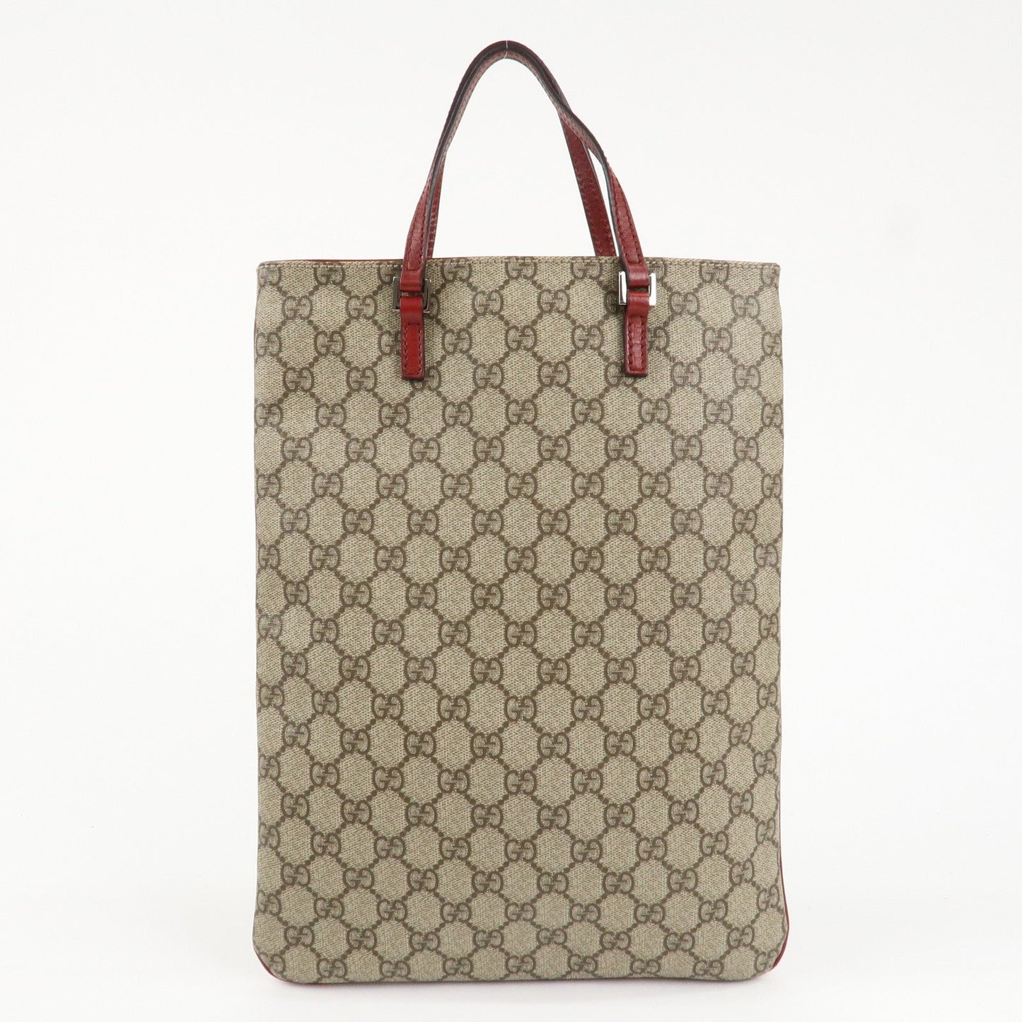 GUCCI Gucci GG Supreme Leather Tote Bag Hand Bag Beige Red 117551