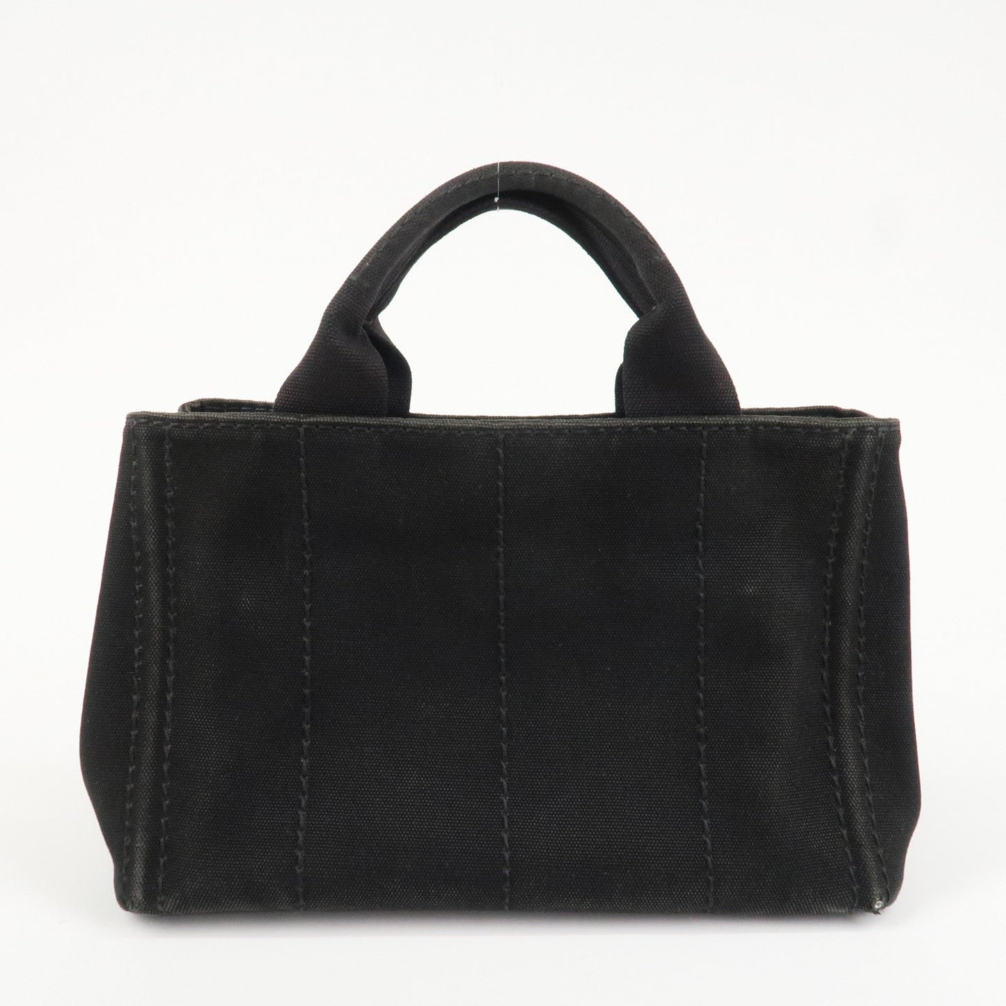 PRADA Logo Canapa Mini Canvas Tote Bag Hand Bag Black BN2439
