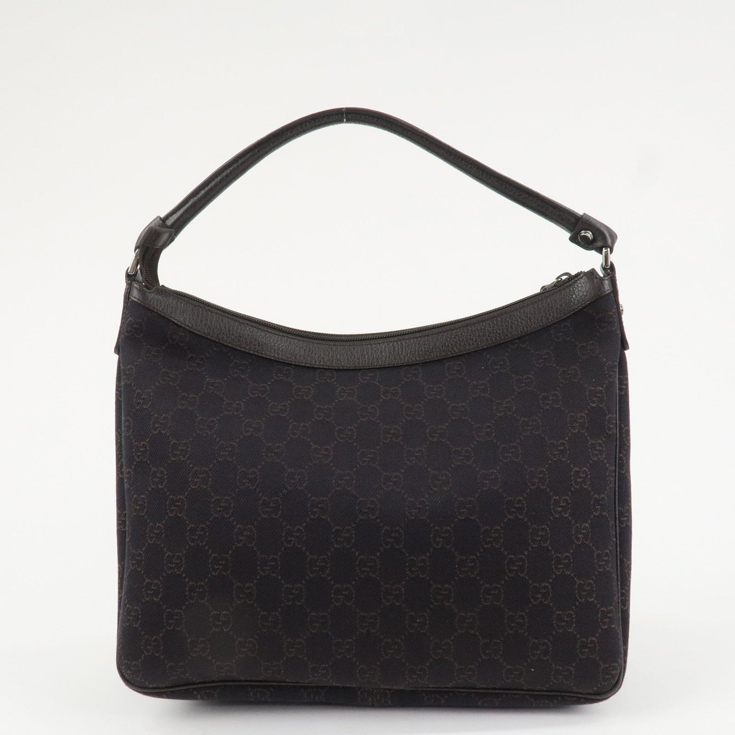 GUCCI Abbey Leather Canvas Shoulder Bag Hand Bag Dark Brown 293581