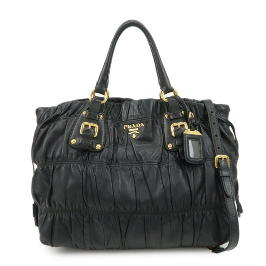 PRADA Leather 2WAY Bag Hand Bag Shoulder Bag Black BN1788