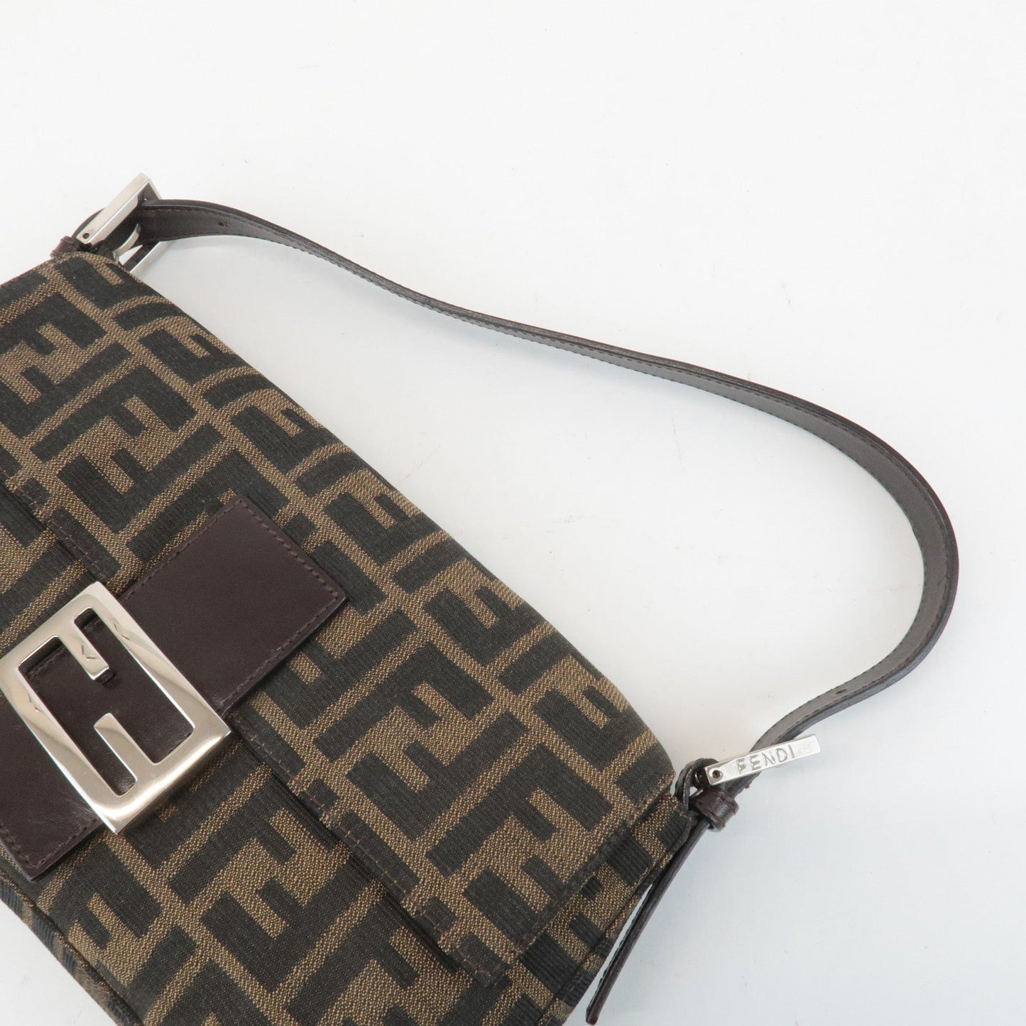 FENDI Zucca Mamma Baguette Canvas Shoulder Bag 26424 Brown Black