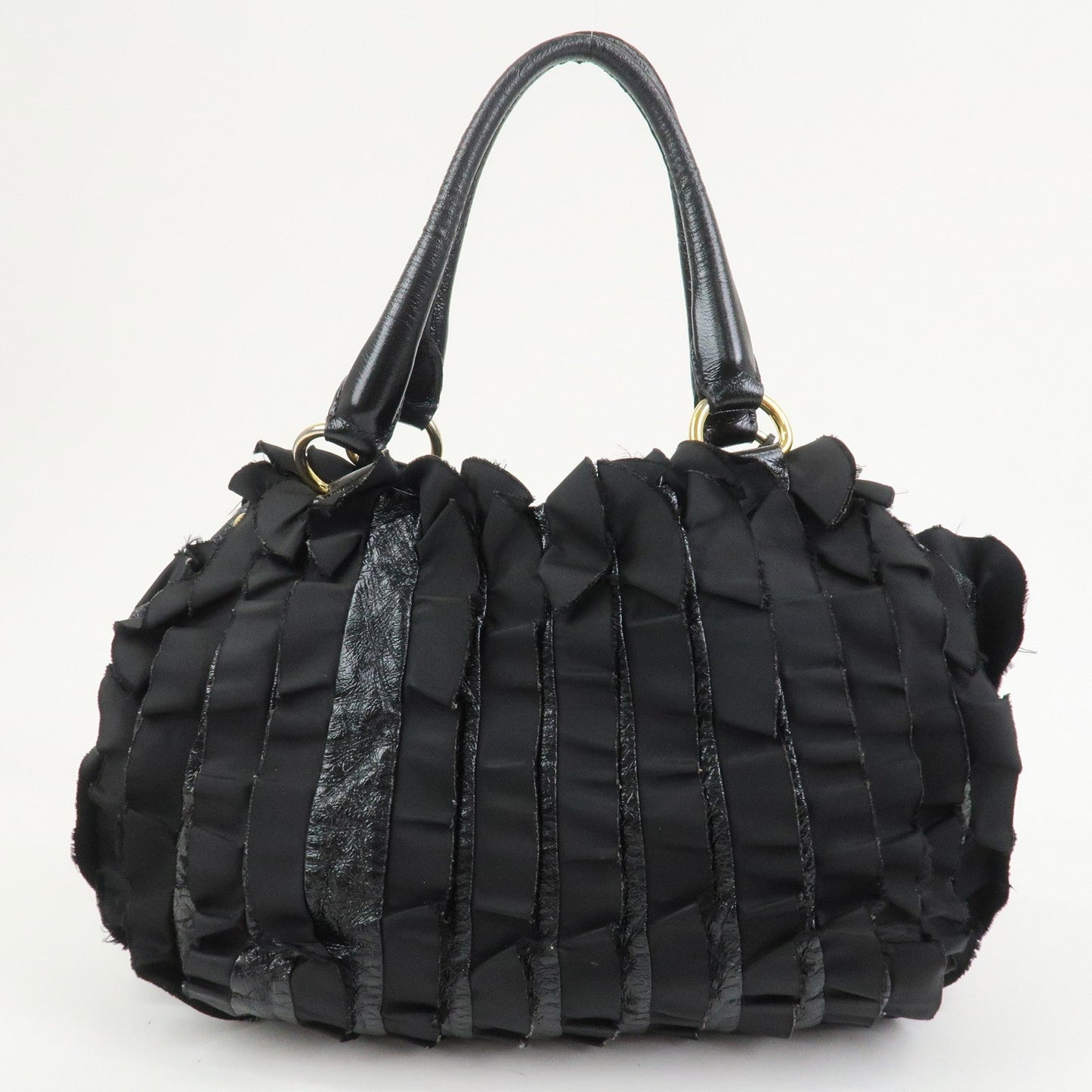 PRADA Patent Nylon Leather Shoulder Bag Hand Bag Black BR4176