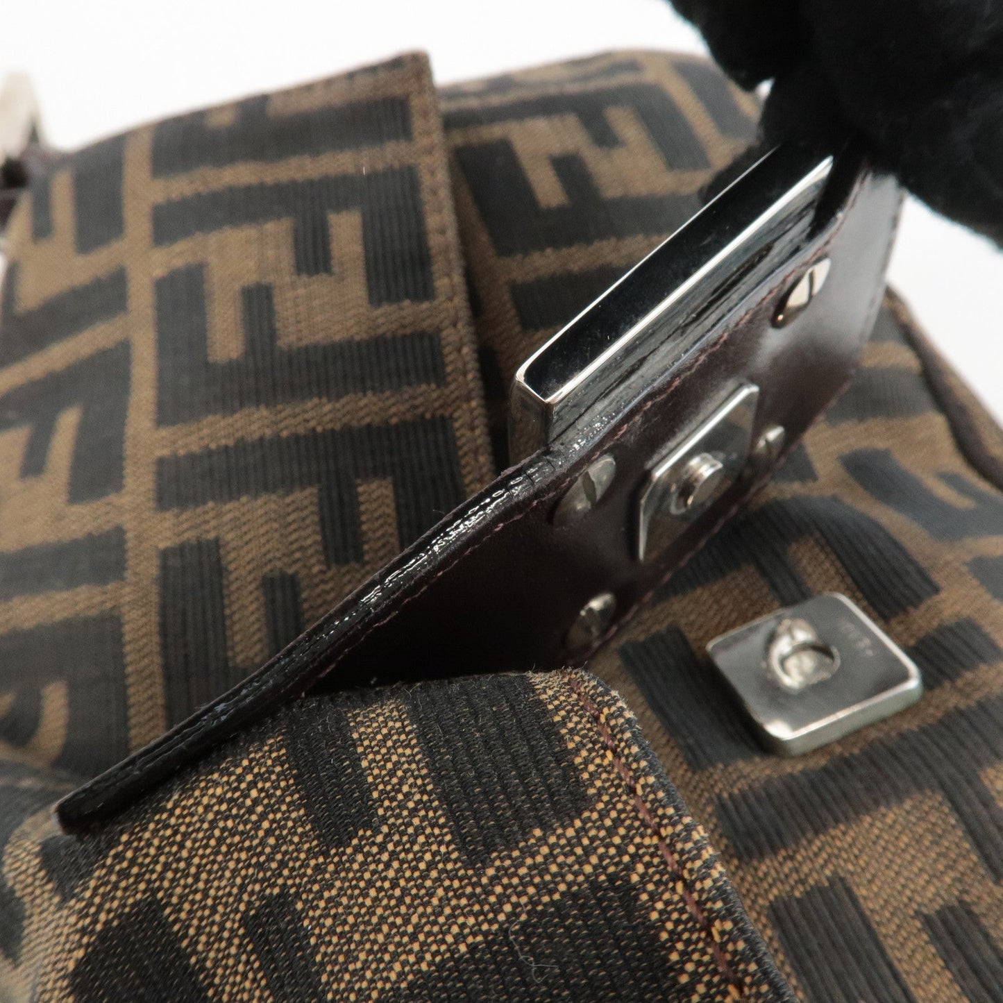 FENDI Zucca Mamma Baguette Canvas Shoulder Bag 26424 Brown Black
