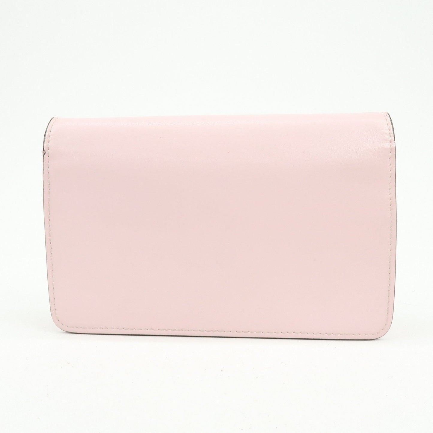 FENDI Leather Studs Chain Wallet Shoulder Bag Pink 8M0346