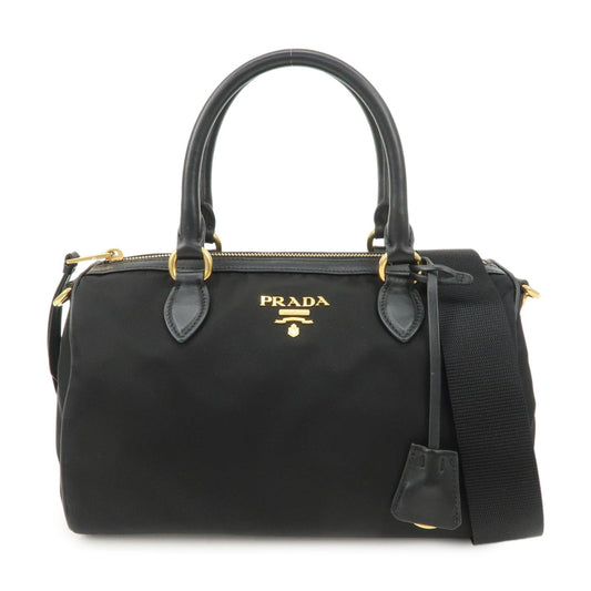 PRADA Nylon Leather 2Way Bag Hand Bag Shoulder Bag Black 1BA104