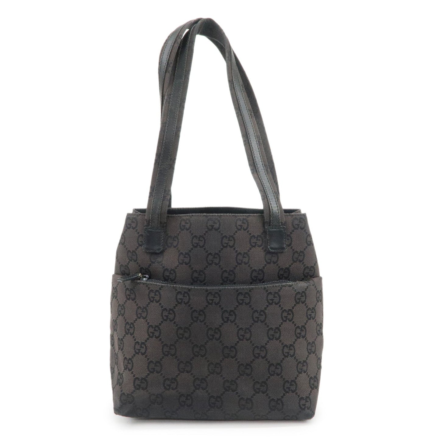 GUCCI GG Canvas Leather Hand Bag Shoulder Bag Dark Brown 002?1075