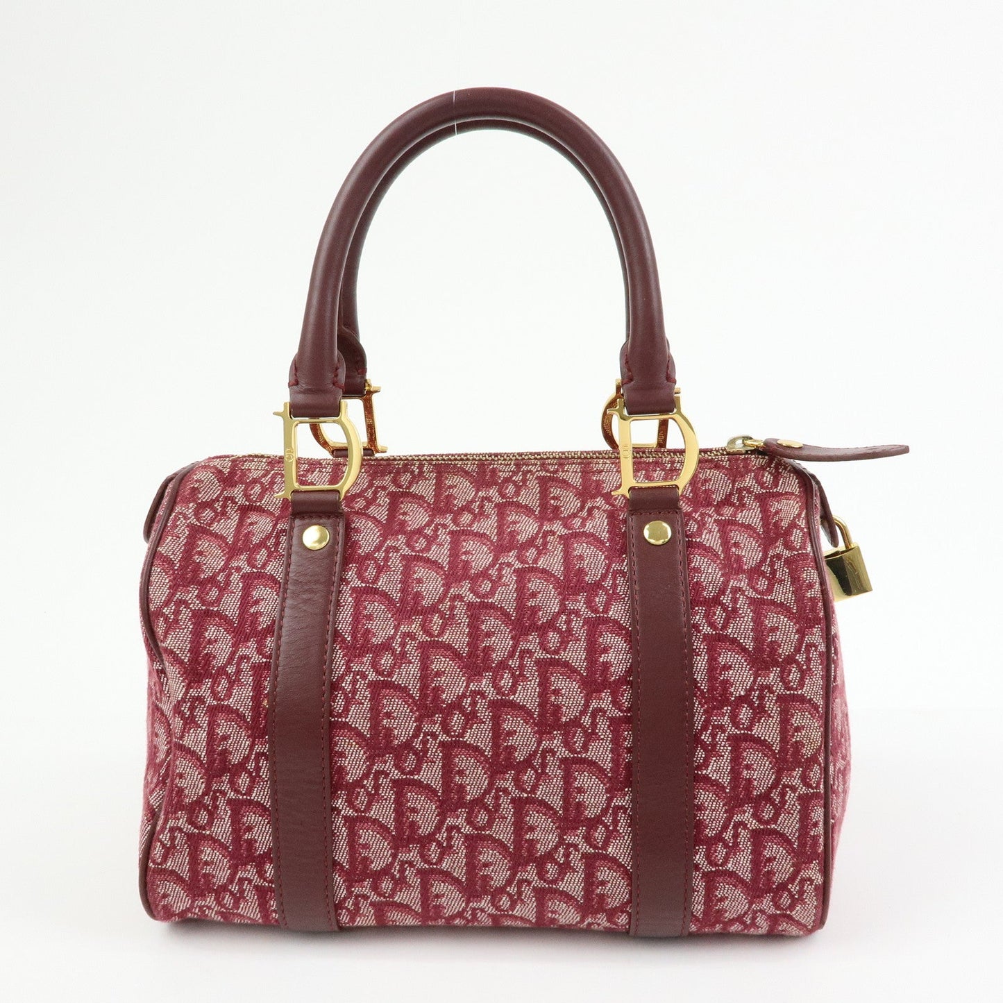 Christian Dior Trotter Jacquard Canvas Leather Boston Bag Hand Bag