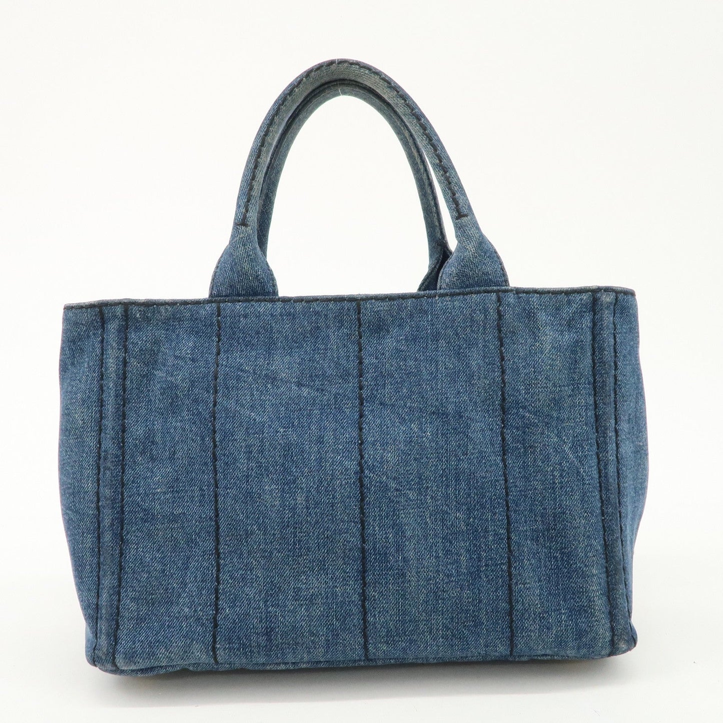 PRADA Canapa Mini Denim 2Way Hand Bag Tote Bag Navy 1BG439