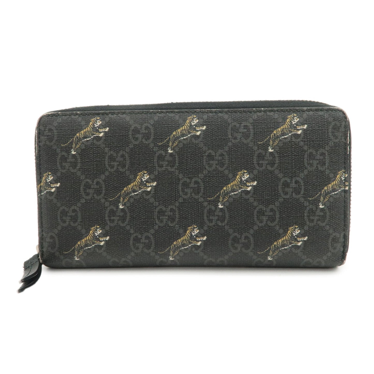 GUCCI Tiger Motif GG Supreme PVC Leather Round Zippy Wallet 575135